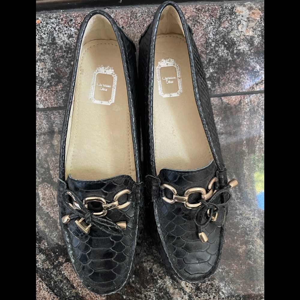 Black Loafers with chain and lock detail